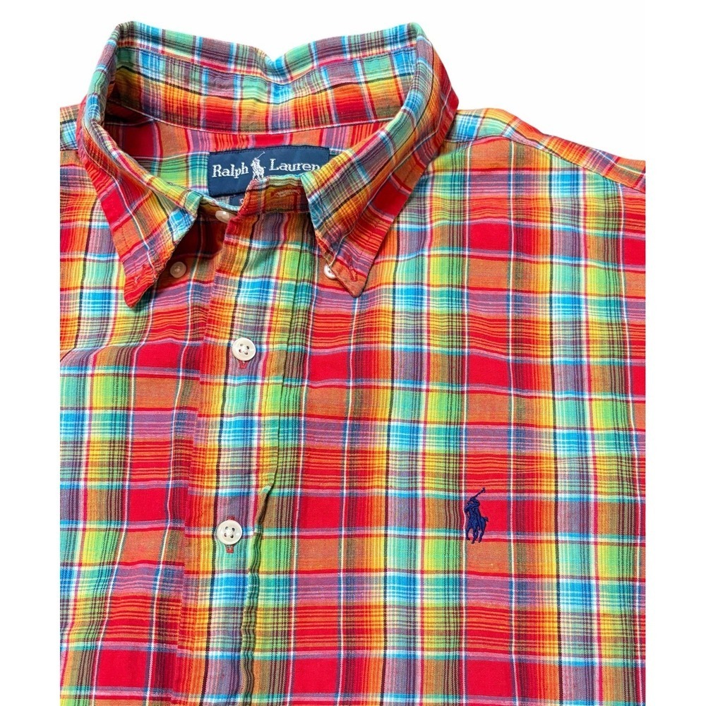 Polo Ralph Lauren Classic Fit Men's Size Large Colorful Plaid Long Sleeve Shirt